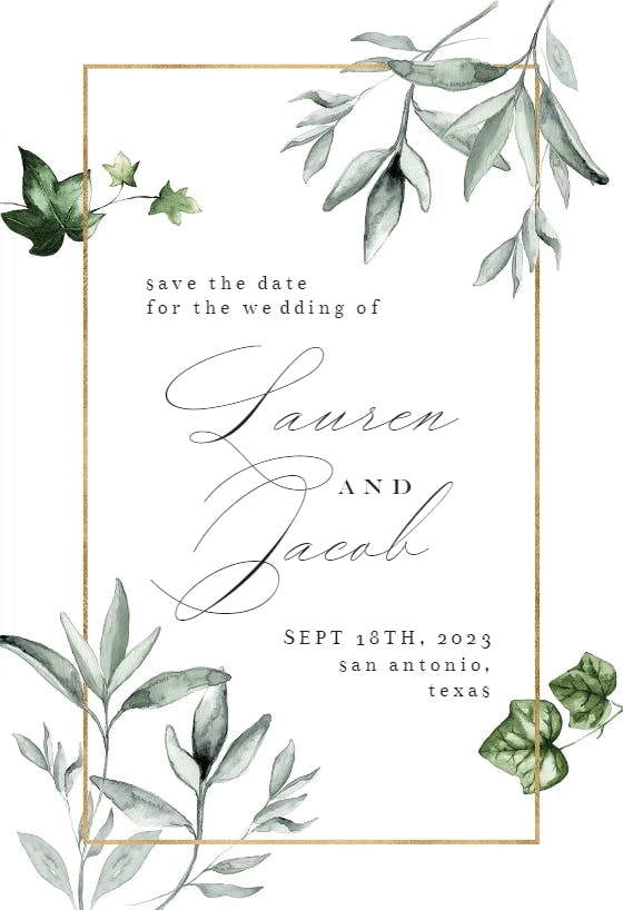 Rustic diy Printable Save the Date DIY Save the Date INSTANT DOWNLOAD Green Leaves Wreath Wedding